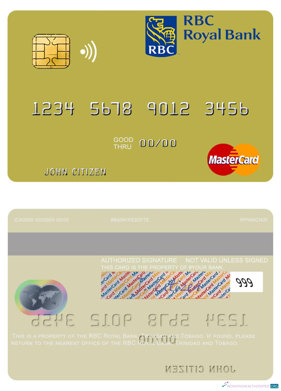 Download Trinidad and Tobago RBC Royal Bank mastercard Photoshop template